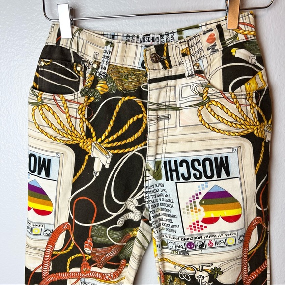 MOSCHINO Vintage 1995 “MoschiNET” Apple Computer High Waist Skinny Jeans size 28 - Picture 3 of 15